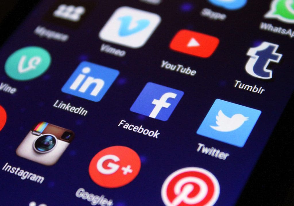 Social Media Icons on Mobile Screen